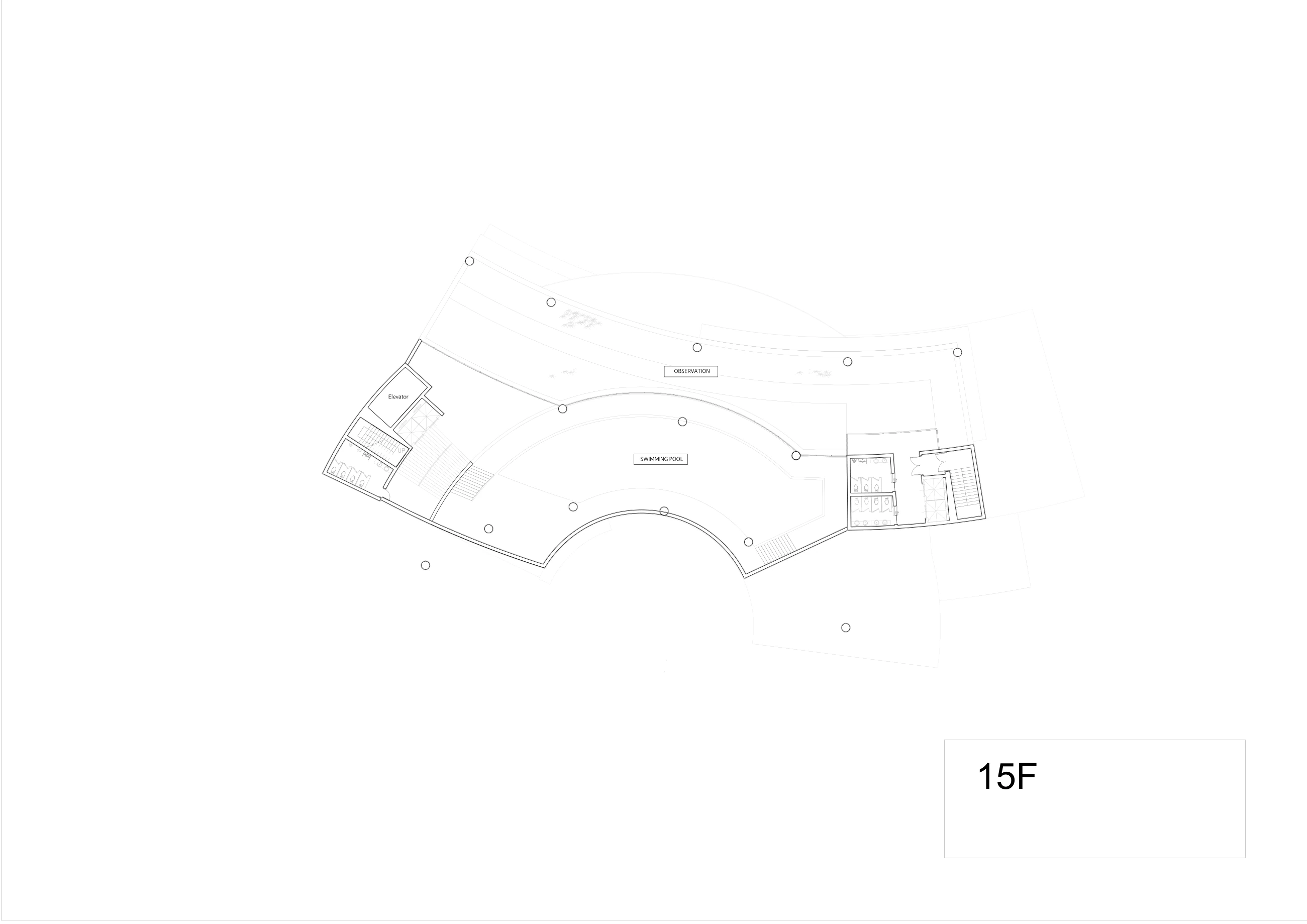 15F 평면 · 수영장과 전망 공간